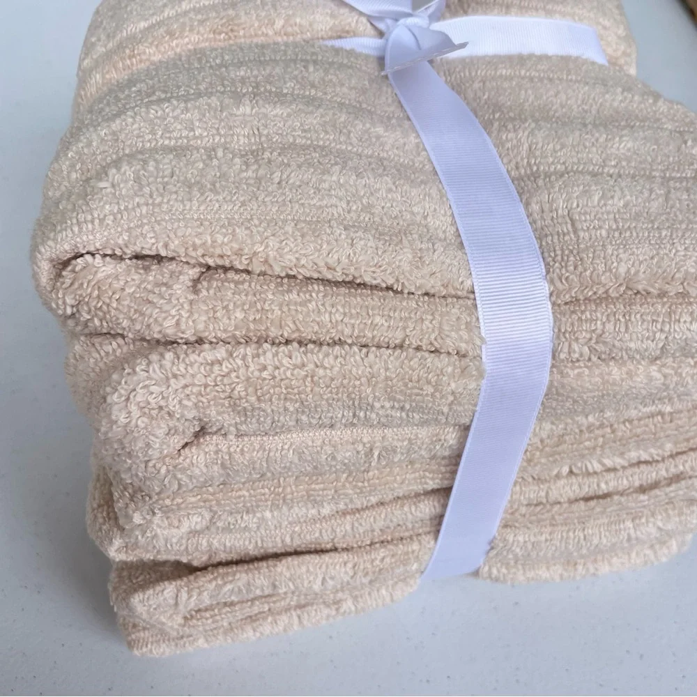 New Great Bay Home 6 Pack Hand Towel Set 100% Cotton Color Dune Beige Bathroom